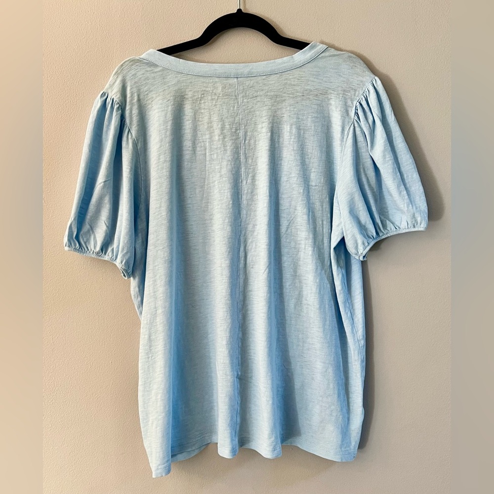 LOFT Outlet Sky Blue Ruffle Button-Front Blouse - Picture 2 of 3